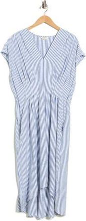 Max Studio Striped Short Sleeve Midi Dress in Denim/White Stripe at Nordstrom Rack, Size 2 X