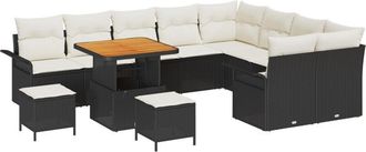 vidaXL Vidaxl - Garden Sofa Set with Pillow 12 pcs Black, Cream 80 x 80 x 71 cm