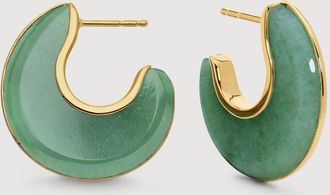 Monica Vinader Gold Kate Young Reversible Gemstone Hoop Earrings Green Aventurine