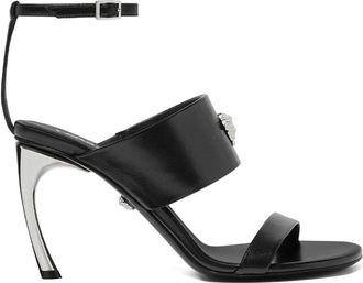 Versace Black Calf Leather Sandals
