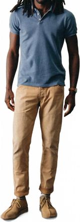 Taylor Stitch Mens Pacific Polo In Washed Indigo Pique