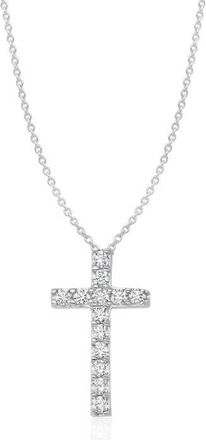 Crislu Cubic Zirconia Cross Pendant Necklace in Pure Platinum/Clear Stone at Nordstrom, Size 16