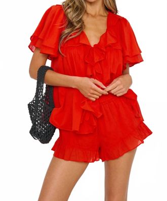 Show me your Mumu Rosalie Ruffle Top In Rouge Red Voile