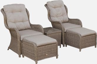 Sweeek Sill&oacute;n De Jard&iacute;n Con Reposapi&eacute;s De Resina Trenzada, Set De 2