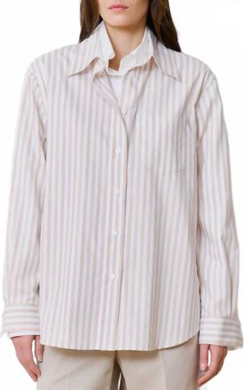 WE-AR4 Double Long Sleeve Shirt In Beige Stripe