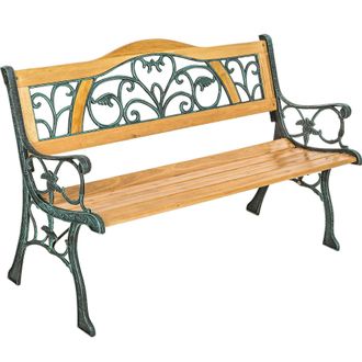 TecTake Garden Bench Kathi in Brown | Size: 2 Seater