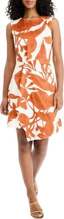 Maggy London Sleeveless Draped Front Asymmetric Hem Dress in Beige/Brown at Nordstrom Rack, Size 16