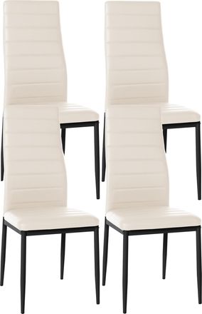 Clp Clp - Juego De 4 Sillas De Comedor Mayfair Crema Simil Cuero