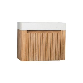 Wanda Collection Lavabo y mueble suspendido de teca 60 crema