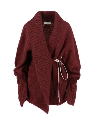 Dries Van Noten Oversized Mohair-Blend Cardigan - Bordeaux