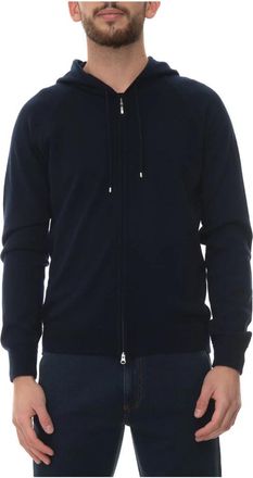 Gran Sasso Hooded Cashmere Vest met Rits - Heren - Cashmere truien - Blauw - M - Kasjmier - Truien & Vesten