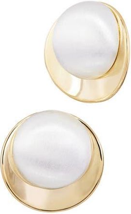 Savvy Cie Jewels Large Two-Tone Button Stud Earrings in Yellow Gold at Nordstrom Rack