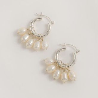 Freya Rose Silver Mini Hoops with Detachable Pearls at Nordstrom