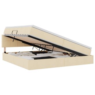 vidaXL Cama De Almacenamiento Led Con Colch&oacute;n Crema 200 X 200 Cm Tela Vidaxl