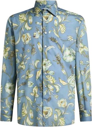 Etro Floral Print Long Sleeve Shirt - Heren - Overhemden - Veelkleurig - Maat: XL Leer