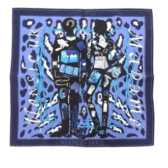 Herm&egrave;s Pre-owned Scarves, female, Blue, Size: ONE SIZE Pre-owned Monsi Madame Scarf