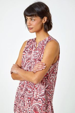 Roman Sleeveless Paisley Print Top