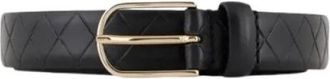 Emporio Armani Leren riem met diamantmotief - Heren - Riemen - Zwart - 100 CM - Leer - Accessoires