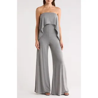 Go Couture Strapless Popover Jumpsuit in Grey at Nordstrom Rack, Size X-Large