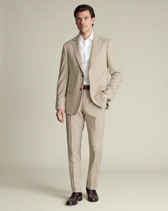 CHARLES TYRWHITT Italian Suit Trousers - Stone Size 38/32 by Charles Tyrwhitt