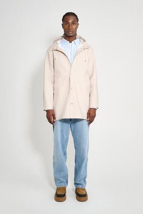 Stutterheim Stockholm Long Sleeve Hooded Raincoat in Light Sand at Nordstrom, Size Xx-Large