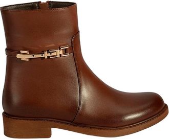 Desa Woman Boots - Leather Upper, Zip Fastening, Flat Heel, Breathable | Brown - 38