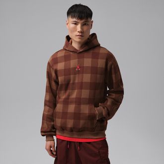 Nike Jordan Mens Jordan Brooklyn Brushed Fleece Pullover Hoodie in Brown | IM9822-265
