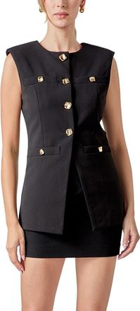 endless rose Button Detail Longline Vest in Black at Nordstrom, Size X-Small