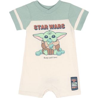 Star Wars The Mandalorian Grogu Athletic One Piece Romper in Sage Cream Grogu at Nordstrom, Size 3-6M