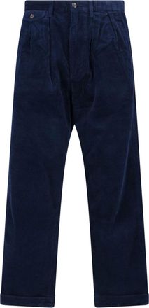 Polo Ralph Lauren Blue Whitman Pleated Front Corduroy Straight-Leg Pants