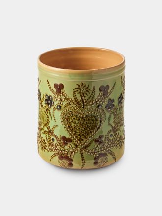 Poterie d'&Eacute;vires Flowers Hand-Painted Ceramic Utensil Pot