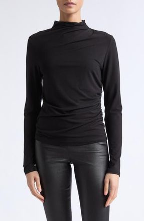 Vince Side Drape Funnel Neck Top in Black at Nordstrom, Size Xx-Small