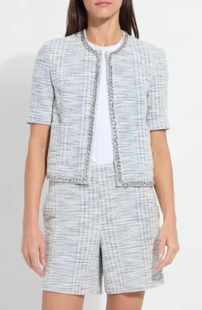 Lyss&eacute; Lily Summer Tweed Jacket In Azzurro