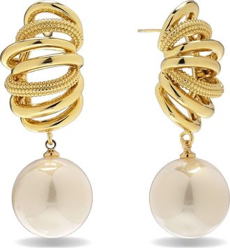 Eye Candy Los Angeles Calista Faux Pearl Drop Earrings in Gold at Nordstrom Rack