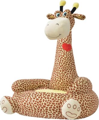 vidaXL Silla De Peluche Para Ni&ntilde;os Jirafa Marr&oacute;n Vidaxl