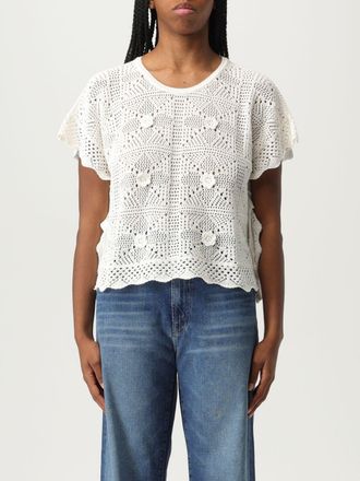 Twinset Gehaakt Brei Top Bloemenpatroon Relaxte Pasvorm