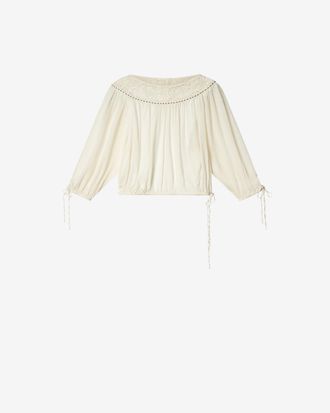 Isabel Marant Top Nelida En Soie - Femme - &Eacute;cru - Taille 34 - Isabel Marant - Collection &Eacute;t&eacute; Femme - Nouvelle Collection Capsule La Riviera
