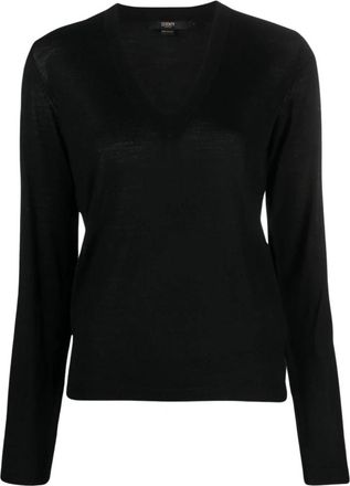 Seventy Lichte V-hals Trui van Wol - Dames - V-hals truien - Zwart - S - Wol - Truien & Vesten