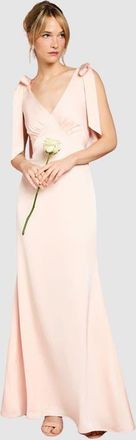 Coast Satin Tie-Shoulder Maxi Dress in Blush at Nordstrom, Size 10