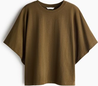 H&M T-Shirt mit Fledermaus&auml;rmeln - Dunkles Khakigr&uuml;n