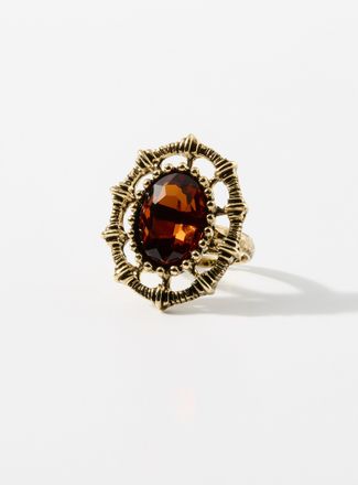 Simons Womens Amber stone decorative ring