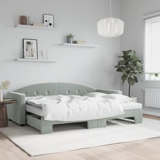 vidaXL Vidaxl - Sof&aacute; Cama Nido Con Colch&oacute;n Terciopelo Gris Claro 80x200 Cm