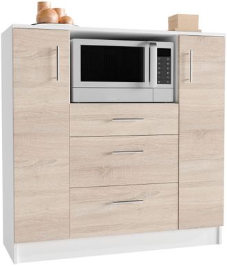 ebuy24 Gabinete De Cocina Vcm Dimensiones Aprox. Al. 110 X An. 109 X T. 40 Cm Armario Microondas Con Tres Cajones Gabinete Inferior Simple Muebles De Cocina 
