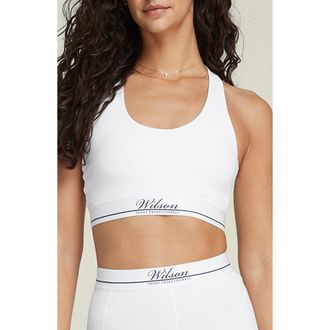 Wilson Doubles Racerback Medium Impact Sports Bra in Bright White at Nordstrom, Size X-Small