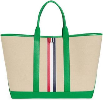 Thom Browne Medium Canvas & Leather Tool Tote in Green at Nordstrom