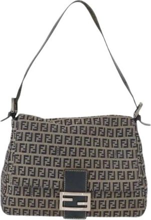 Fendi Pre-owned Shoulder Bags, female, Blue, Size: ONE SIZE Pre-owned Canvas Shoulder Bag