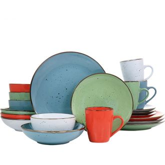 Elama Evelyn 20 Piece Mix and Match Round Stoneware Dinnerware Set in White at Nordstrom