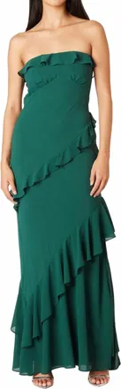 Cotton Candy L.A. Strapless Ruffle Tiered Maxi Dress In Green