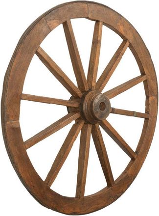 Biscottini International Biscottini - Grande ruota in legno 159x159x30 cm Ruota carro in legno massello Ruote in legno antiche decorative Decorazioni da parete