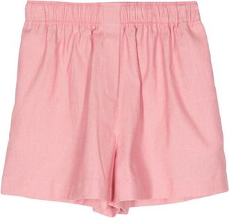 Elie Saab gabardine-weave high-waisted shorts - women - Linen/Flax/Cotton/Silk/Silk - 42 - Pink